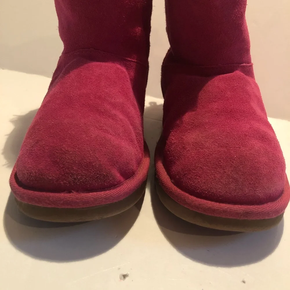UGG Kids Pink Suede Bow Back Boots